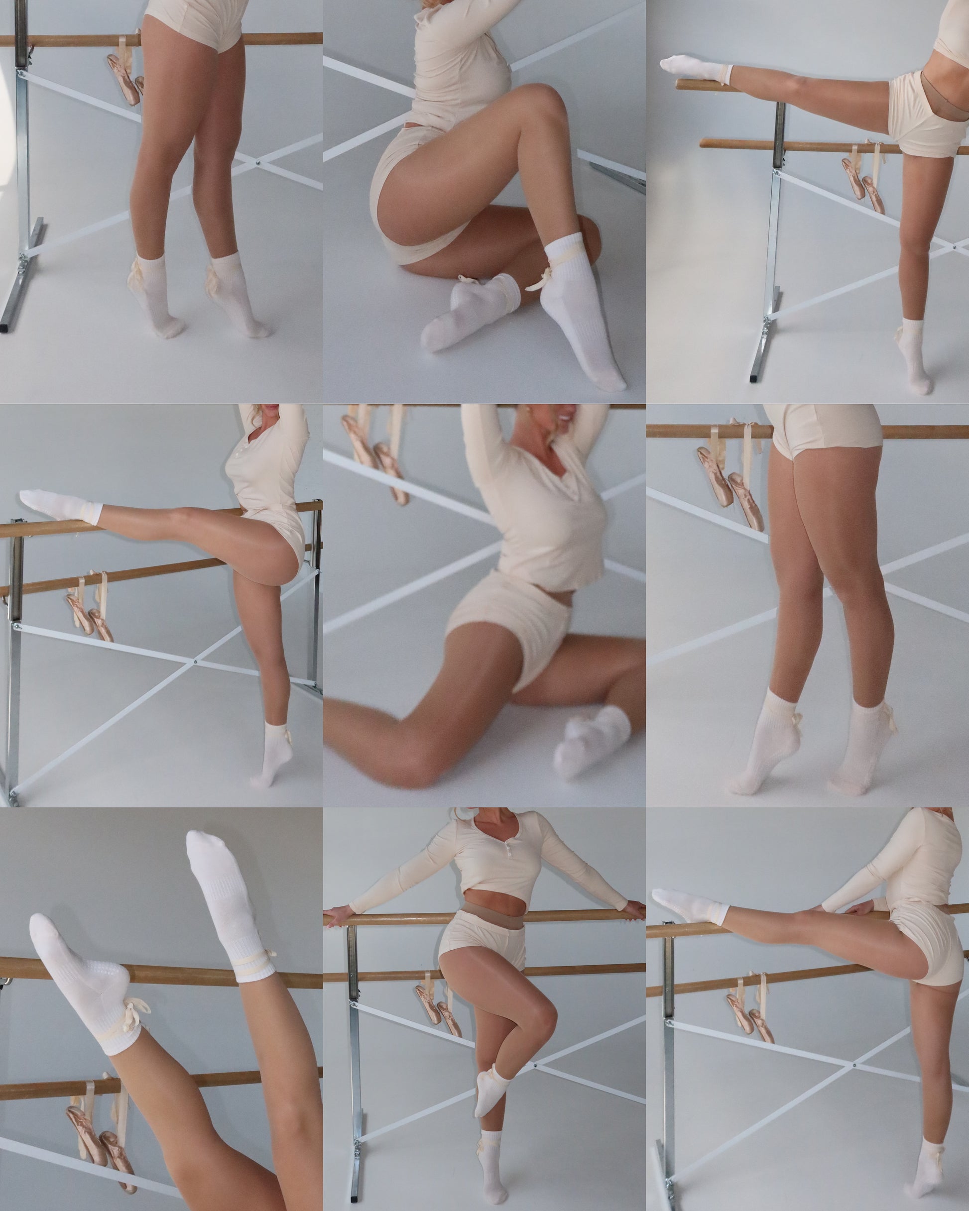 Plié Cream Grip Socks